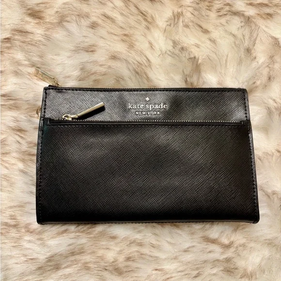 Kate Spade Staci Medium Saffiano Leather Wristlet - Black (no strap) - Picture 2 of 10